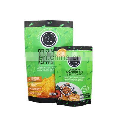 255g 85g stand up seafood packaging aluminum foil edible bags for original beer batter mix packaging bag