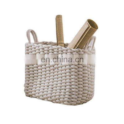 beautiful and practical designed natural crochet cotton rope storage baskets organizer for home decor