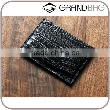 High Quality Wholesale Handmade Black Color Genuine Real Crocodile Alligator Skin Leather Credit Card Holder Purse Pocket Wallet