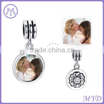 925 Sterling Silver cutomized photo European Bead dangle photo Charm For Bracelet
