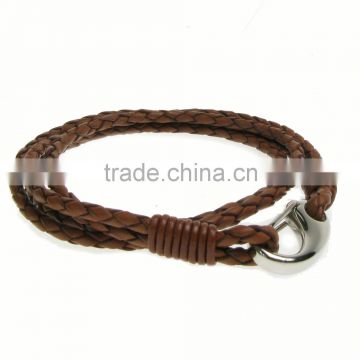 Custom Italian Mens Brown Leather Bracelet Braid Leather Bracelets