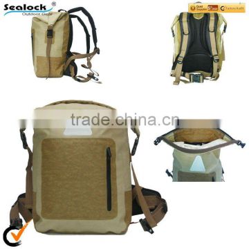 33 Liter khaki waterproof traveling or camping backpack