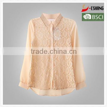 Ladies chiffon with lace front summer shirt