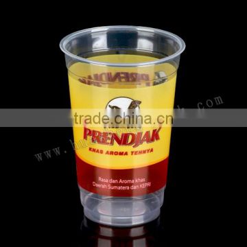 480ml/16oz custom printed pp plastic water cups with lid, pp disposable jelly bowls cups with lid