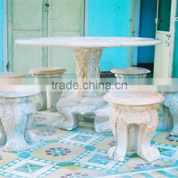 Marble dining table hand sculpture stone for home garden hotel restaurant