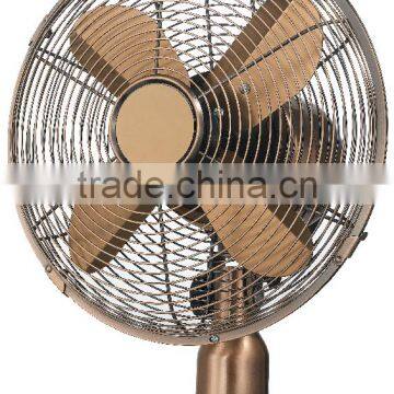 Retro style 12 inch TUV CE CB certified class 1 copper metal table fan