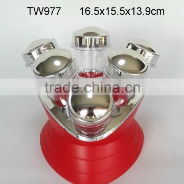 TW977 6pcs glass spice jar set with plastic stand
