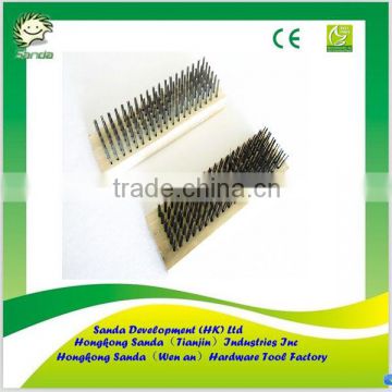 wooden block steel wire brush/white and black steel