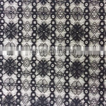 black geometric nylon spandex lace fabric for cloth