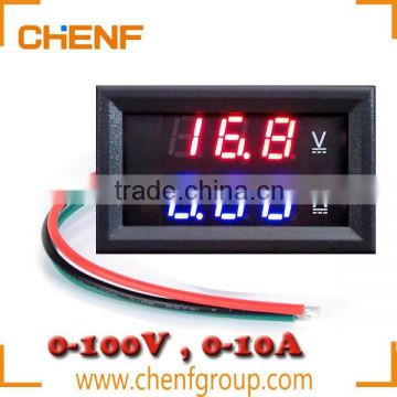 Cheaper High Quality dual display digital current meter DC 0-100V/10A Volt Ammeter Meter Dual Color
