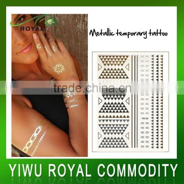 Wholesaler Jewelry Inspired Gold And Silver Foil Temporary Tattoo