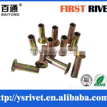6.3x22 zinc color flat head semi tubular steel rivet