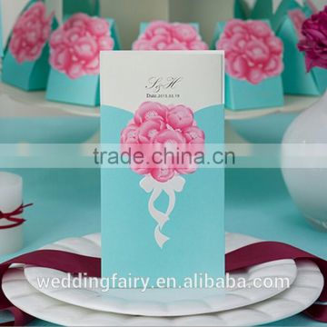 Factory sale wholesale green wedding invitation card with flower pattern