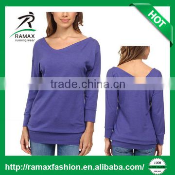 Ramax Custom Women Sports Asymmetrical V Neck Long Sleeve Top