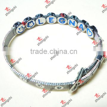Stainless steel Band Bracelet 6mm Slide Charms Bracelet Wholesale
