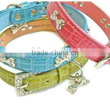 2014 Wholesale Fashion PU Leather pet collars for dogs