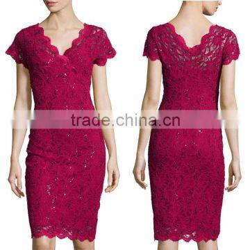 Hot sale purple lace style elegant women casual dress