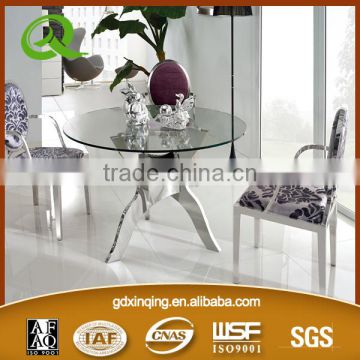 innovative design stainless steel legs 12 thickness tempered glass dining table