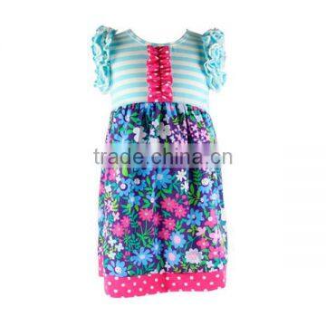 2016 new design summer dress bib kids flower dress baby girls party dress boutique dress