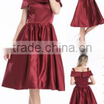 apparel walson Ladies Nice Design r-Neck Knee Length Red Cotton Cheap Vintage Dress 4597
