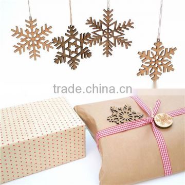 Rustic Snowflake Christmas Tree Decorations Laser Cut From Natural wooden