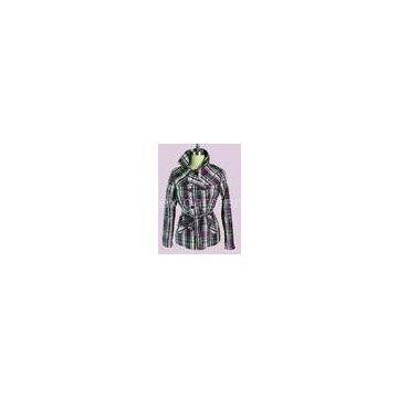 Plaid Windproof Double Breasted Overcoat / Jackets For Female