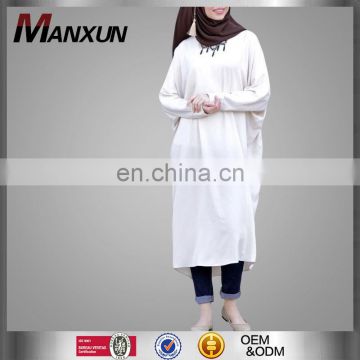 Top Sale 100% Cotton Material And Medium Length Muslim Items Supply Type White Moroccan Style Kaftan Tunic /Blouse