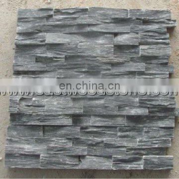 black thin stone veneer slate wall panel