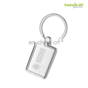 shiny rectangular silver metal keychain for sale