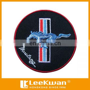 Eco-friendly feature,sew-on,merrow with laser-cut border Ford Mustang Car Logo Of 3"Diameter Embroidered Badge Patch