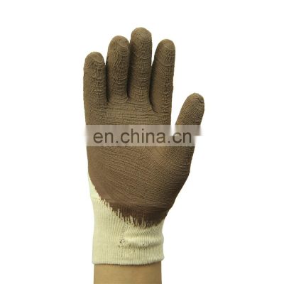 white interlock liner brown latex coated cloth gloves