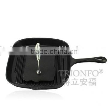 TRIONFO thread interior bottom Black pre-seasoned cast iron bbq pan