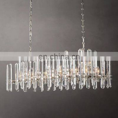 Hengzhi Custom Hotel Villa Vintage Large Crystal Hanging Light BONNINGTON LINEAR CHANDELIER 54\