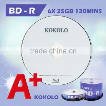 Single Layer blu ray (BD-R) 6X 25GB Blank Blu ray disc High Quality