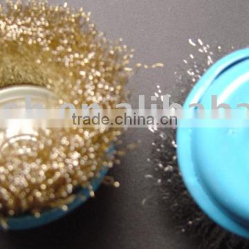 Cup brushes-crimped wire w/thickness edge