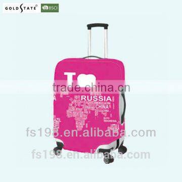 Top quality popular Pink Spandex with map printing luggage cover