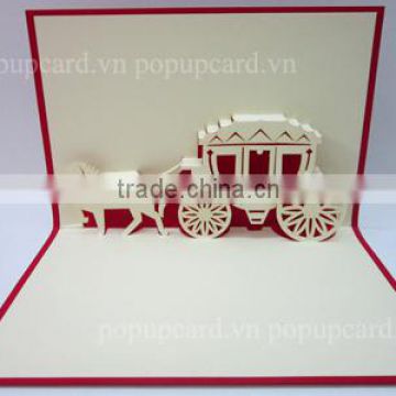 The carriage Laser cutting 3d greeting card