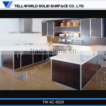 Modern rich color options acrylic solid surface countertop kitchen cabinet simple designs