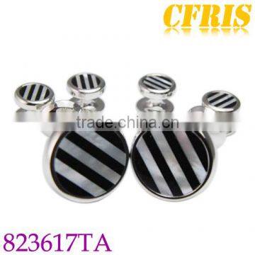 Custom zebra-stripe cufflinks and studs