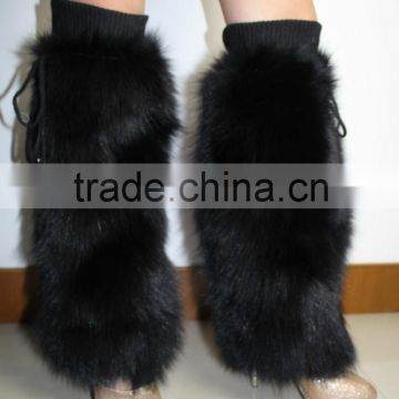 Stylish Fad Style Dyed Color Fox Fur Leg Warmers Real Fur Boot Sleeves Winter