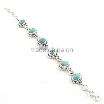 Tibet turquoise bracelet 925 silver jewelry Indian semi precious gemstone silver jewelry for women