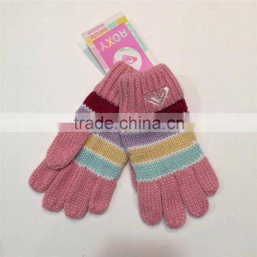 custom cheap embroidered knitted stripe glove