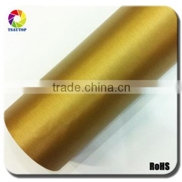 TSAUTOP 1.52*30m 2016 Hot Sale Brushed Vinyl Car Wrapping Gold