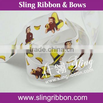 2015 New Design Monkey Printed Grosgrain Ribbon Wholesale