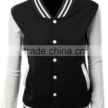 Plain black double colors varsity jackets without hood plain jacket style