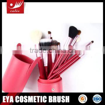 12pcs Red Color Makeup Brushes Set with Cylinder