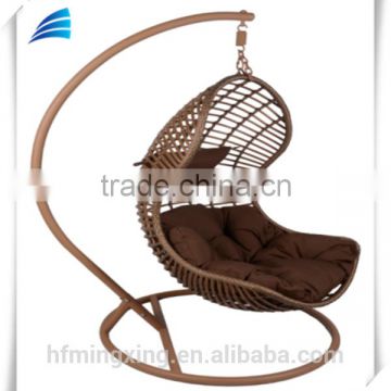 Outdoor brown all weather rattan banana shape hanging chair