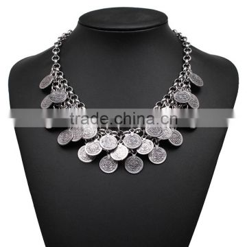 Classic coin pendant silver color necklace jewelry for unisex adults