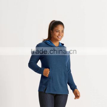 Bulk Wholesale Blue Blank Thin Pullover Hoodies for Women