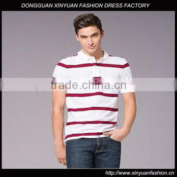 Contrast color stripe cotton Polo T-shirts